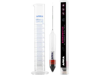 Densimetro incL Termometro + Cilindro graduato in vetro borosilicato 3.3 ARKA