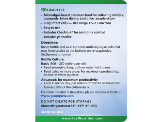 RG COMPLETE 947 ml Culture artemia et rotifère solution d'enrichissement ReefNutrition