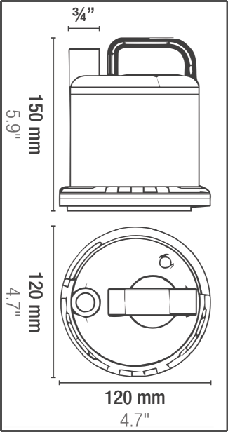 Abmessungen der Sicce Ultrazero Utility-Pumpe